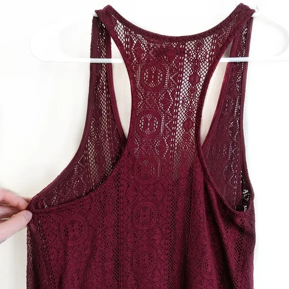 American Eagle Lace Swing Maroon Tank Top - Picture 7 of 7